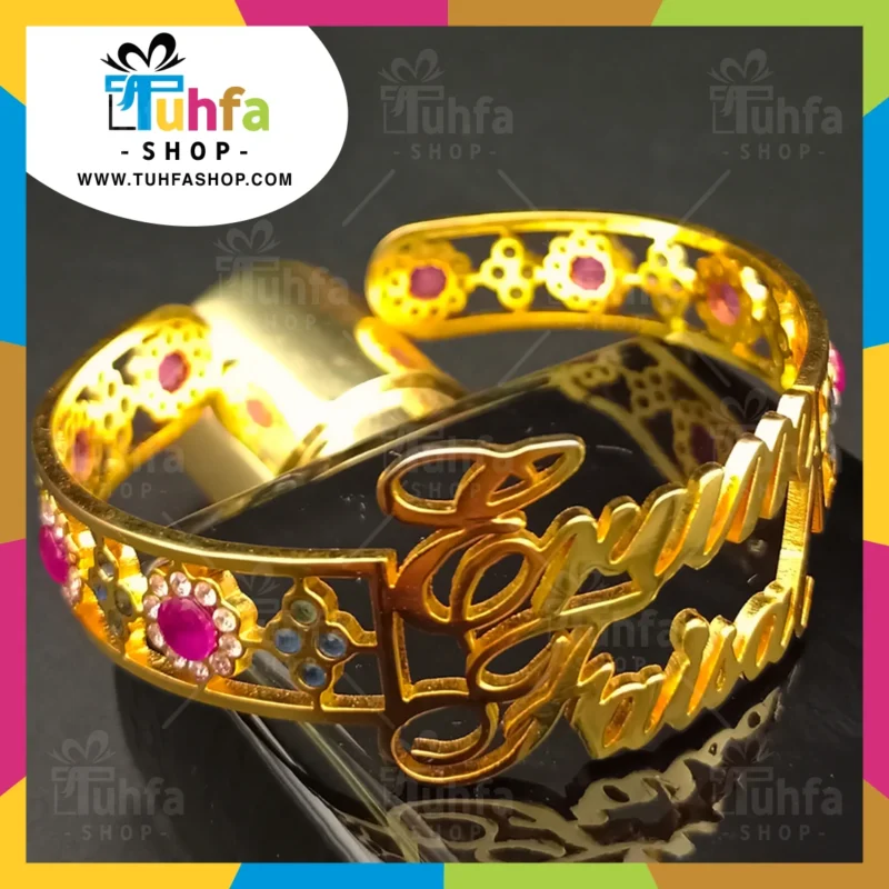 24K Gold Personalized Customize Name Women Bangles (GOLD / SILVER) D-69 - Image 2