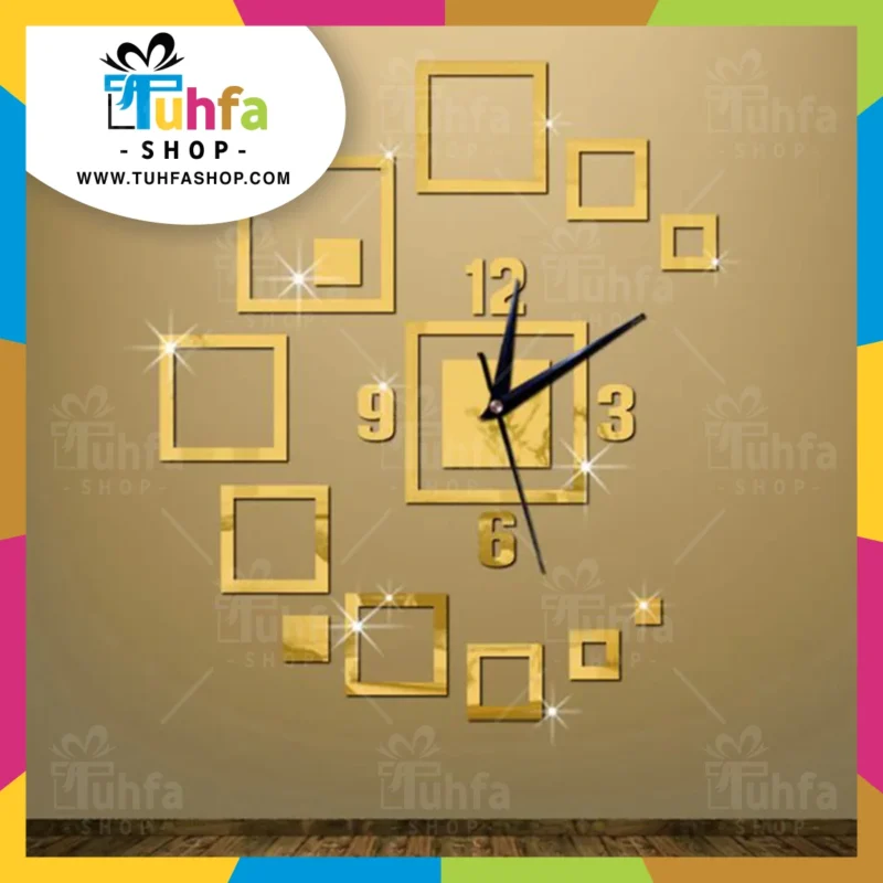 Gold acrylic clock, code : a6 by Tuhfashop.com