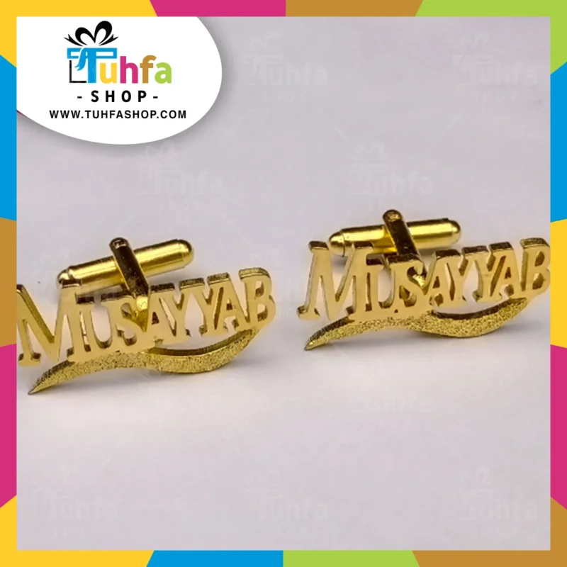 24K Gold Personalized Customize Name Cufflinks for mens (GOLD / SILVER) D-46 - Image 2