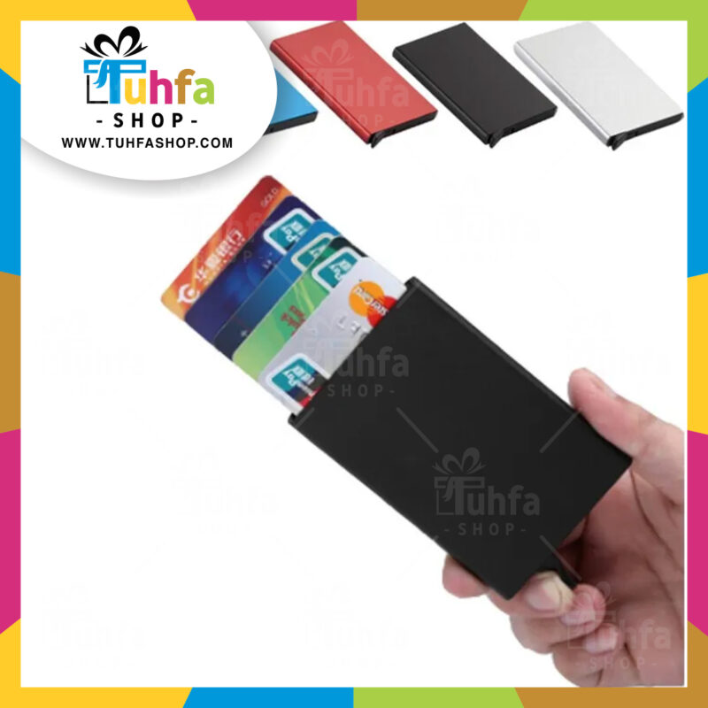 Metal Automatic Pop up Slim Card Holder Wallet Small Card Wallet for Men and Women-Multi-color