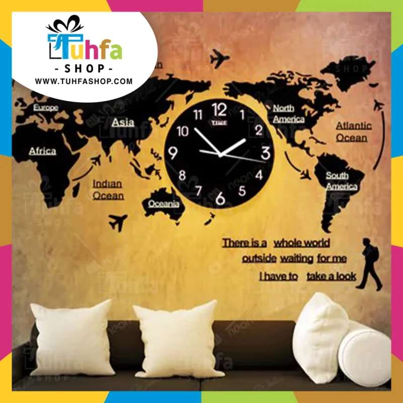 World Map Wall Clock with Rope Light(Large) by Tuhfashop.com - Image 2